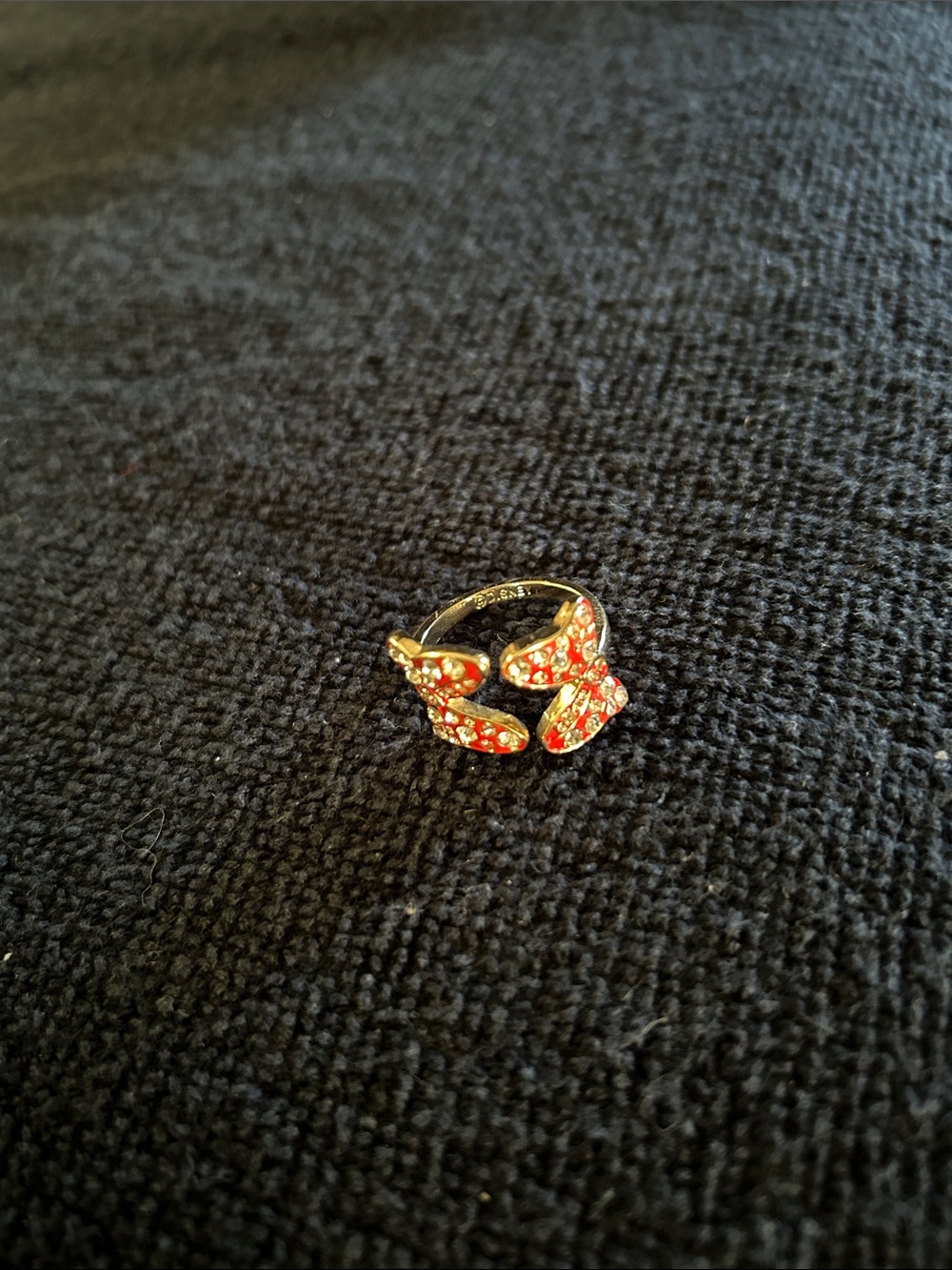Disney Gold-tone Double Butterfly Orange Enamel & Rhinestone Ring